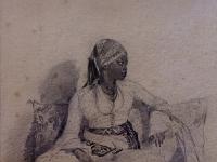 Prosper Georges Marilhat -   Portrait de jeune fille noire habillée à la turque   - 1832