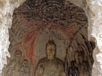 Amitabha Bouddha avec 2 disciples et 2 bodhisattvas: grotte Sud de Banyang (dynasties Wei du Nord et Tang - achevé en 641) - Style Tang
