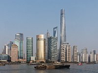 Pudong vu du Bund - au fond : la tour Jinmao, la Tour de Shanghaï et le World Financial Center