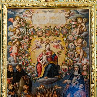 Eglise de Maljasset  : Vierge au Rosaire (entourée des 15 mystères mariaux) - 1648,